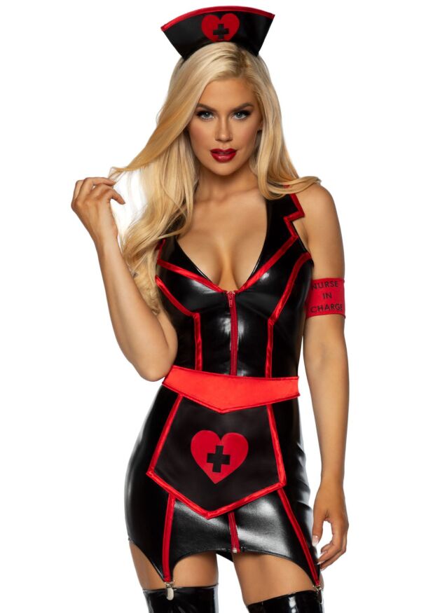Костюм сексуальной медсестры Naughty Nurse Leg Avenue, 4 предмета Black - M