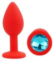 Силиконовая анальная пробка EGZO - Silicone Red Round Plug Aqua, size S