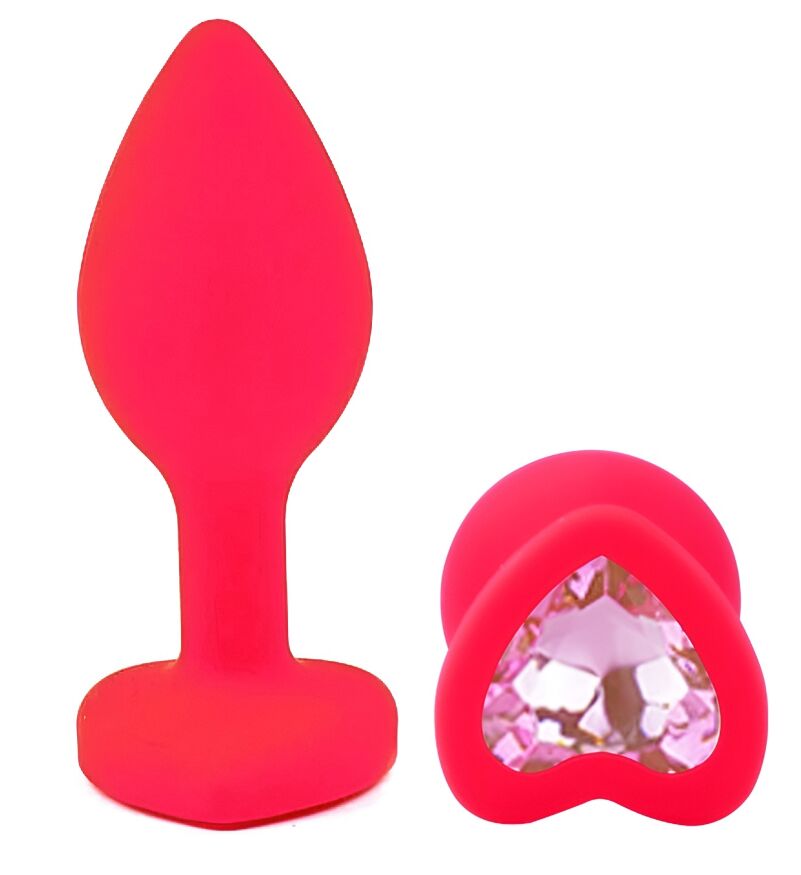 Силиконовая анальная пробка EGZO - Silicone Pink Heart Plug Pink, size S