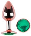 Анальна пробка з кристалом EGZO - Rose Gold Round Plug Marine size S