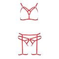 Комплект белья MAGALI SET OpenBra red XXL/XXXL - Passion Exclusive: стрэпы: лиф, трусики и пояс