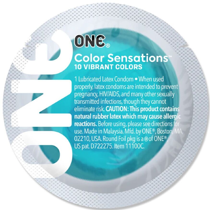 Презерватив ONE Color Sensations Catch the perfect ONE, 1 шт, бирюзовый, гладкий, со смазкой
