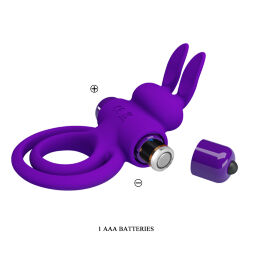 Подвійне ерекційне кільце для пеніса і мошонки - Pretty Love Vibrant Penis Ring III Purple