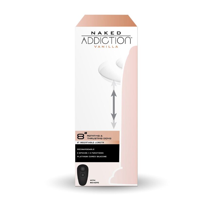 Фаллоимитатор с ротацией и пульсацией Naked ADDICTION 8″ Rotating &amp; Thrusting Dong - Vanilla