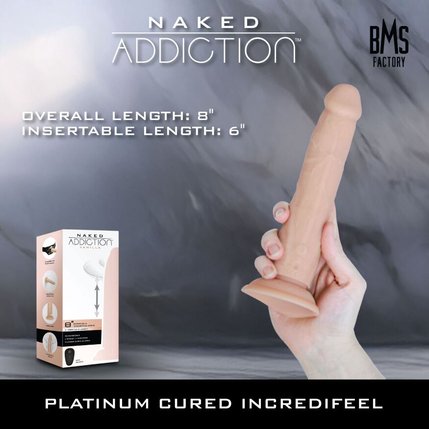 Фаллоимитатор с ротацией и пульсацией Naked ADDICTION 8″ Rotating &amp; Thrusting Dong - Vanilla