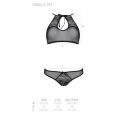 Комплект Passion URSULA SET black XXL/XXXL: бра, трусики с ажурным декором и открытым шагом