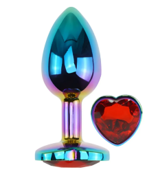 Анальная пробка с кристаллом EGZO - Multicolor Heart Plug Red size S