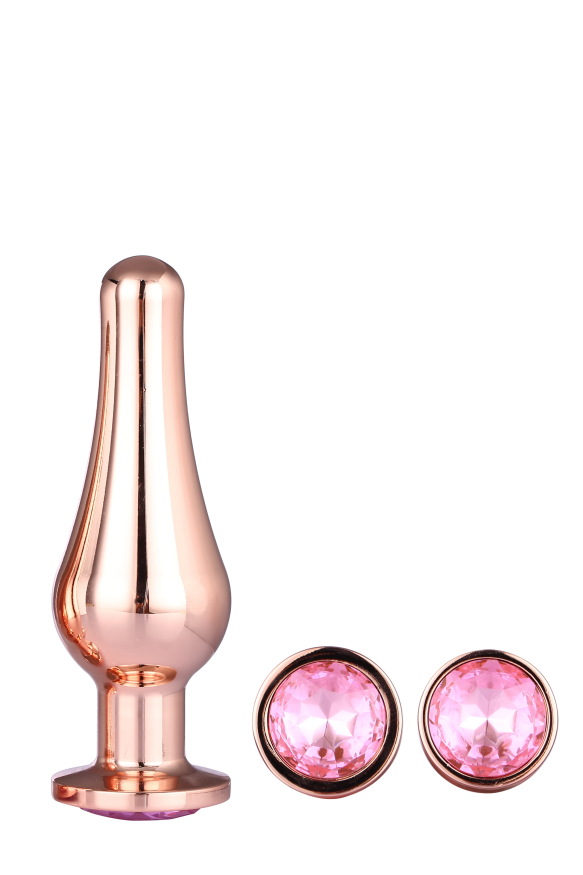 Набор анальных пробок конической формы Dream Toys GLEAMING LOVE PLEASURE SET ROSE GOLD