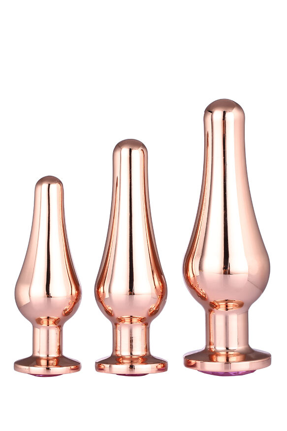 Набор анальных пробок конической формы Dream Toys GLEAMING LOVE PLEASURE SET ROSE GOLD