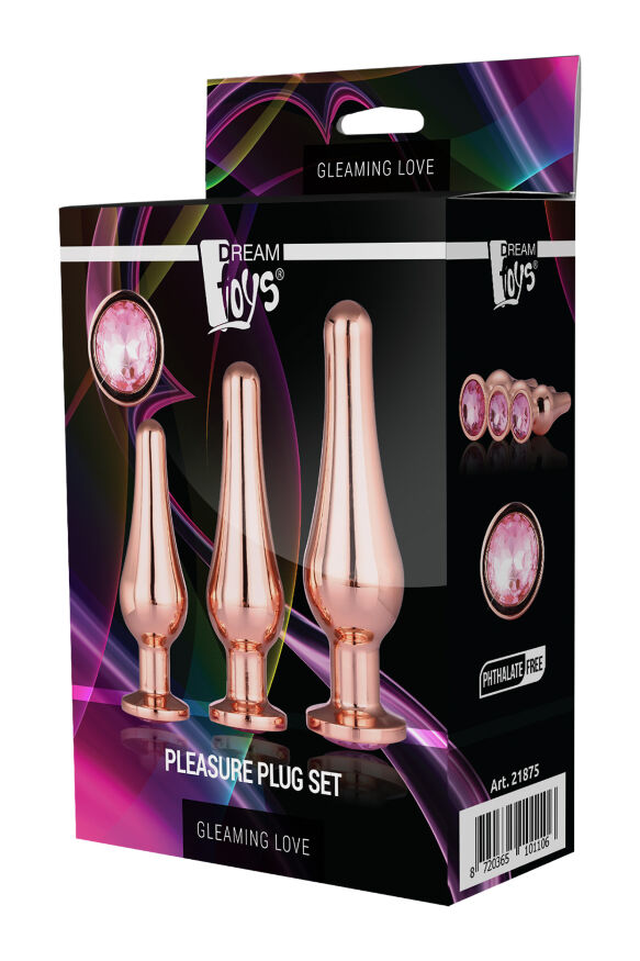 Набор анальных пробок конической формы Dream Toys GLEAMING LOVE PLEASURE SET ROSE GOLD