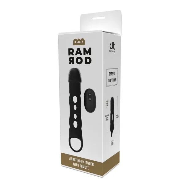 Насадка на пенис с вибрацией Dream Toys Ramrod и пультом управления, черная