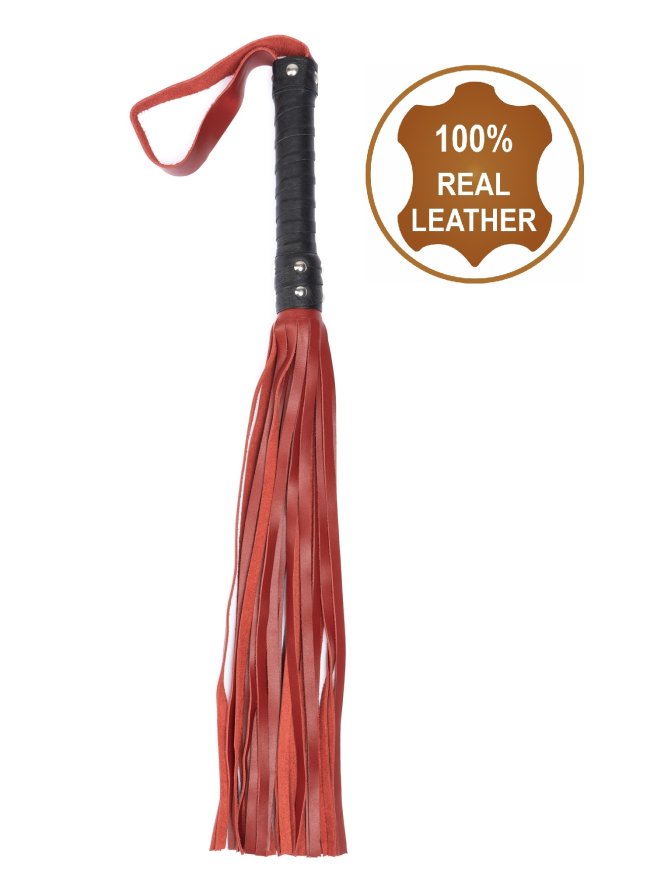 Флоггер из натуральной кожи Flirty Leather - Black &amp; Red, BG-00004