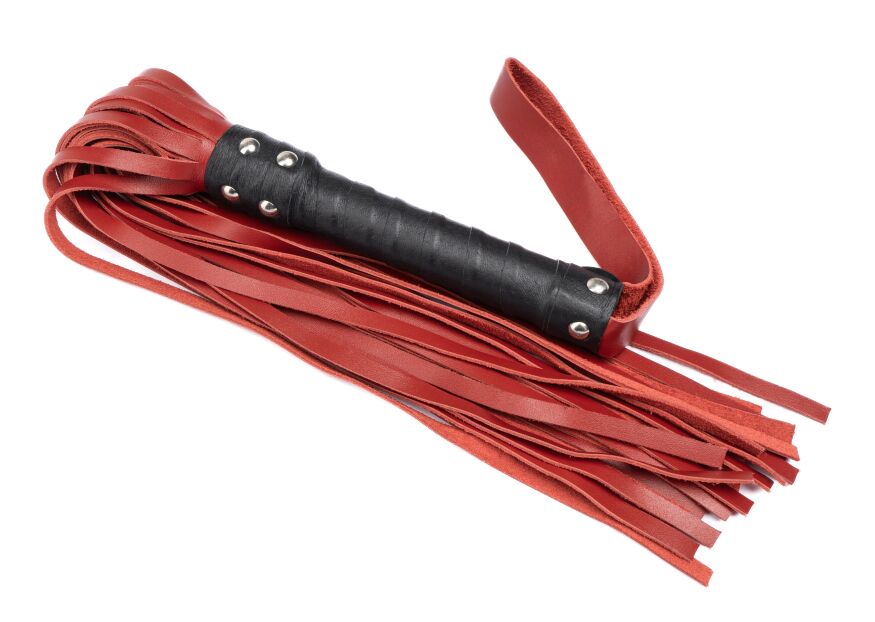 Флоггер из натуральной кожи Flirty Leather - Black &amp; Red, BG-00004