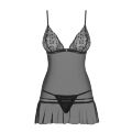 Сорочка еротична напівпрозора Obsessive Shibu Chemise чорна, L/XL