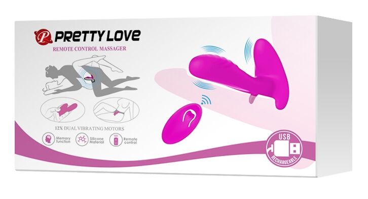 Вибробабочка с стимулятором клитора PRETTY LOVE - Remote Control Massager, BI-014850W