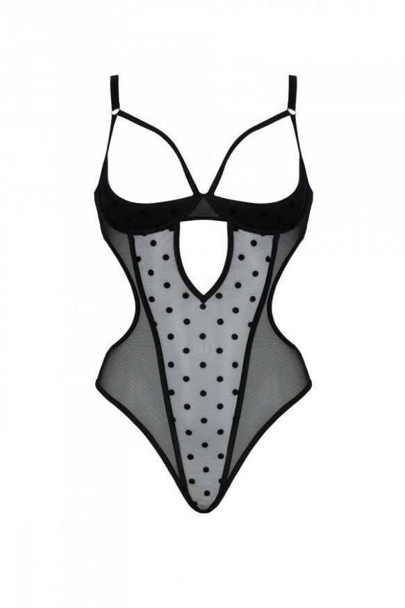 Еротичне боді Passion MARINA BODY, S/M, black, з відкритими чашками