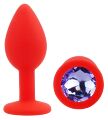 Силіконова анальна пробка EGZO - Silicone Red Round Plug Amethyst, size S