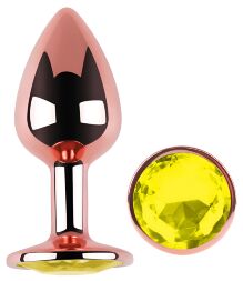 Анальна пробка з кристалом EGZO - Rose Gold Round Plug Lime size S