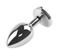 Анальна пробка з кристалом EGZO - Silver Heart Plug Clear size M