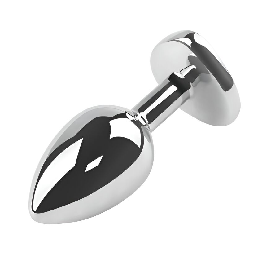 Анальна пробка з кристалом EGZO - Silver Heart Plug Clear size M