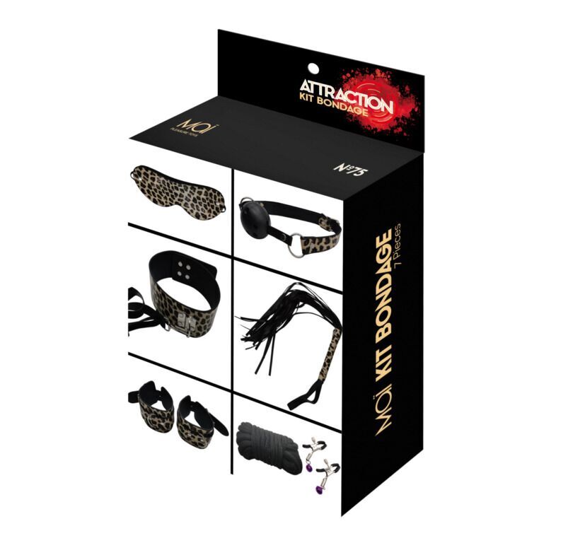Набор MAI BDSM STARTER KIT Nº 75 Leopard: плеть, кляп, наручники, маска, ошейник , веревка, зажимы