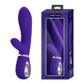 Вибратор с мягкой головкой и клиторальной стимуляцией Pretty Love - Thomas USB Purple, BI-014621-3