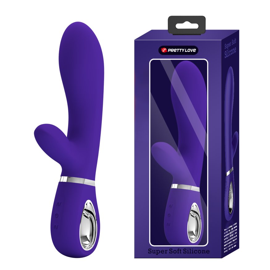 Вибратор с мягкой головкой и клиторальной стимуляцией Pretty Love - Thomas USB Purple, BI-014621-3