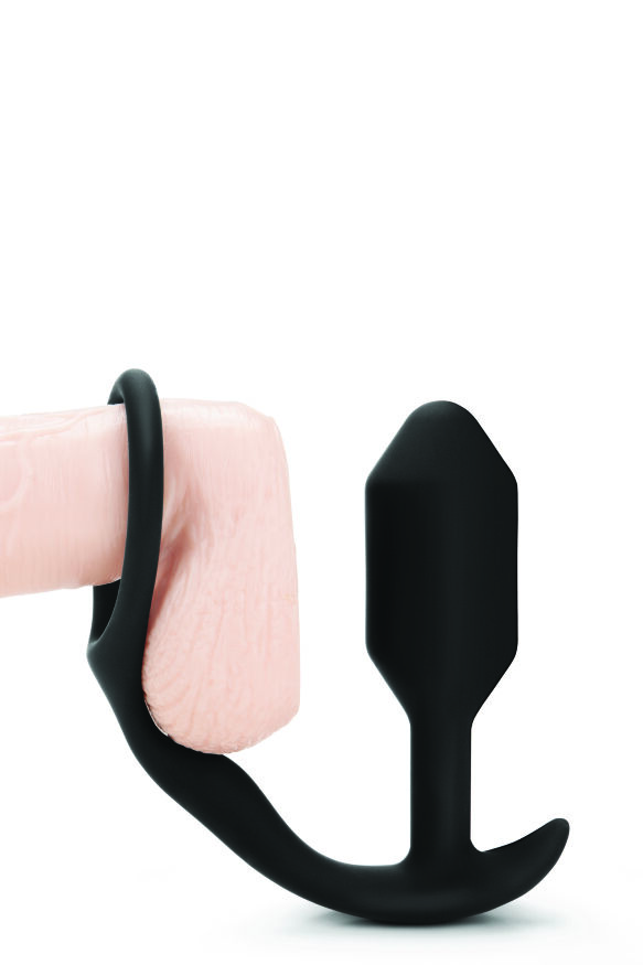 Анальна пробка з ерекційним кільцем Snug &amp; Tug B-Vibe, силіконова, чорна
