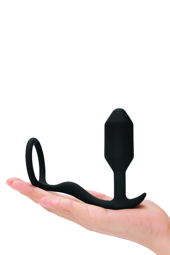 Анальна пробка з ерекційним кільцем Snug &amp; Tug B-Vibe, силіконова, чорна