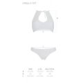 Комплект Passion URSULA SET white L/XL: бра, трусики с ажурным декором и открытым шагом