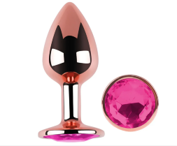 Анальная пробка с кристаллом EGZO - Rose Gold Round Plug Rose size M