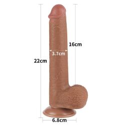 Пружний фалоімітатор в темному кольорі - Sliding-Skin Dual Layer Dong 9" Brown