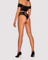 Комплект кружевной топ и трусики Obsessive Inessita, черный, S/M/L