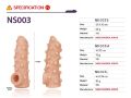 Відкрита насадка на член із великими горбками Kokos Nude Sleeve NS 003 S