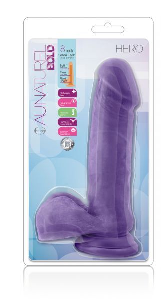 Фаллоимитатор киберкожа AU NATUREL BOLD HERO 8INCH DILDO PURPLE