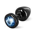 Анальная пробка с камнем Diogol - Anni Butt Plug Round 25 mm Black &amp; Blue