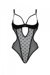 Еротичне боді Passion MARINA BODY, XXL/XXXL, black, з відкритими чашками