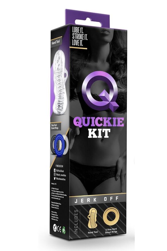 Набор мастурбатор и 3 эрекционных кольца Blush Quickie kit прозрачный