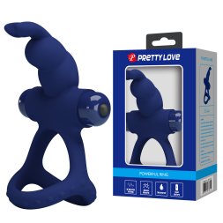 Гіпоалергенне ерекційне віброкільце  Pretty Love Powerful Vibro Cock Ring II Bunny Blue
