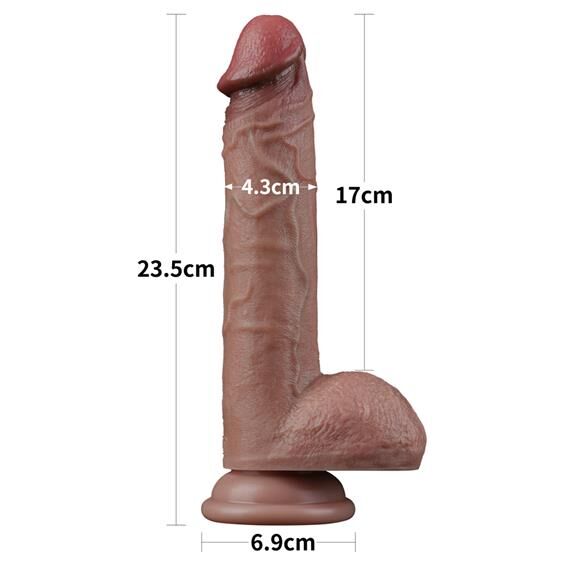 Фалоімітатор подвійної щільності LoveToy Dual-Layered Silicone Cock 9" Brown