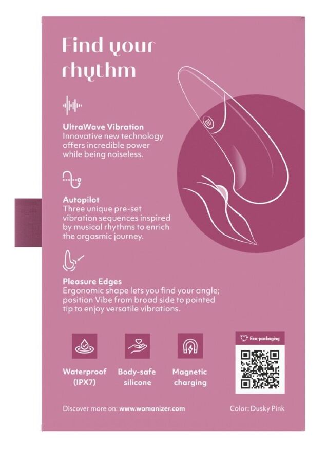 Минивибратор Womanizer Vibe Dusky Pink, 3 авторежима + 10 уровней интенсивности