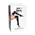 Сексуальні вінілові панчохи Art of Sex - Lora з мереживом, розмір M, колір чорний