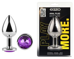 Анальна пробка з кристалом EGZO - Silver Round Plug Purple size S