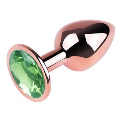 Анальна пробка з кристалом EGZO - Rose Gold Round Plug Green size S