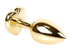 Анальная пробка с кристаллом EGZO - Gold Heart Plug Clear size M