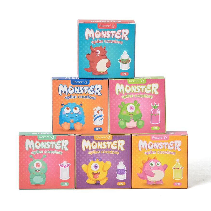 Насадка на член Recare Yellow Monster Spike Condom (презерватив с рядами пупырышков и шипов)