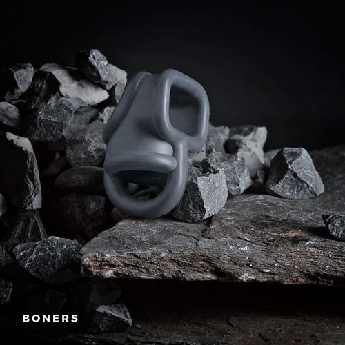Эрекционное кольцо Boners с разделением яичек, серое