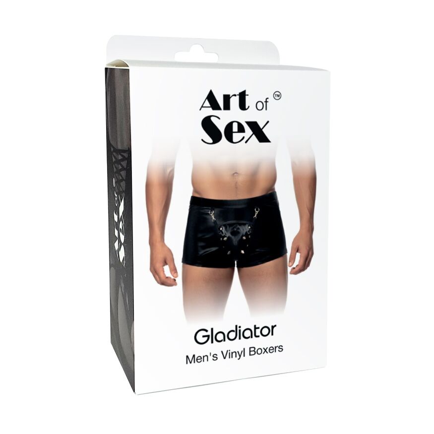 Мужские трусы с сюрпризом Art of Sex - Gladiator, черные с эффектом мокрого бархата, размер M