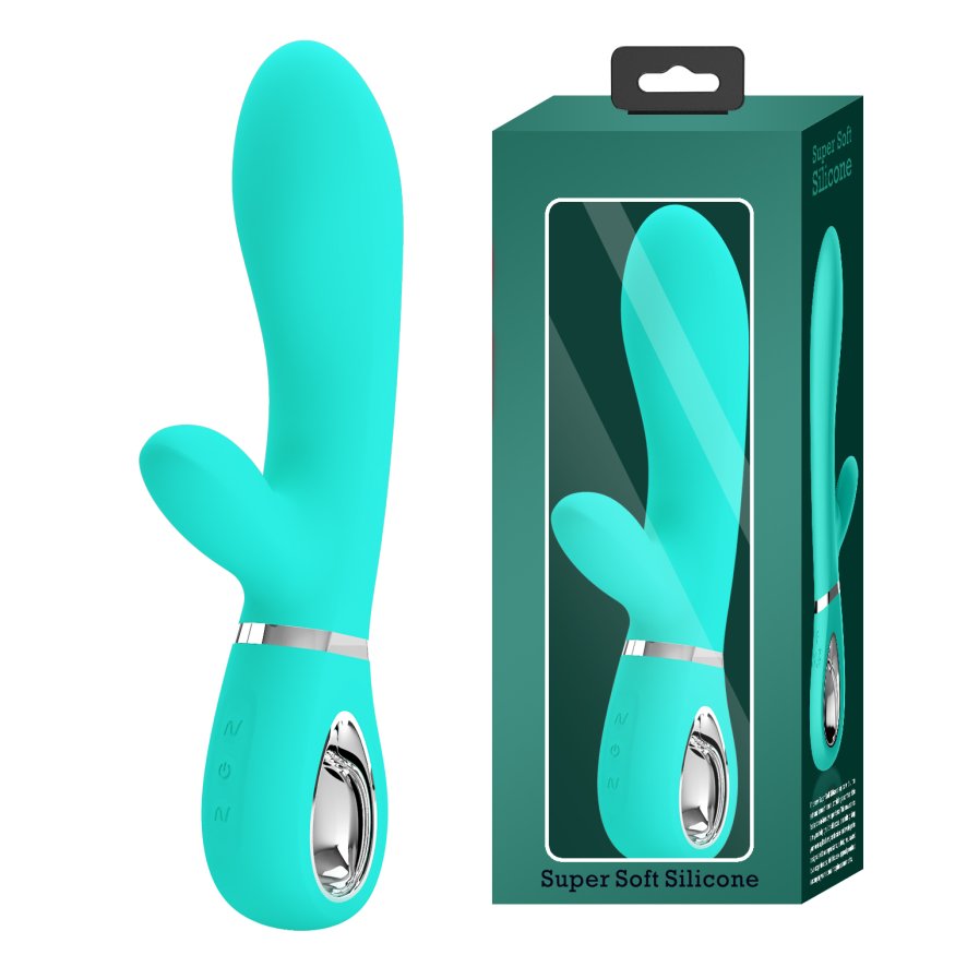 Вібратор з м'якою головкою і кліторальной стимуляцією Pretty Love - Thomas USB Green, BI-014621-3
