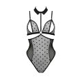 Passion - DOMINICA BODY - Сексульный боди в горошек, L/XL (чёрный)